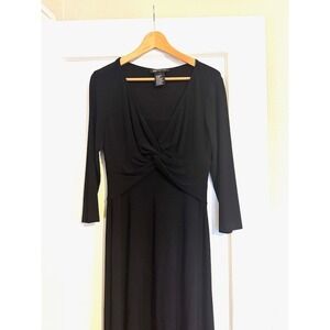 Jones New York Black Twist Front Midi Dress Career Cocktail Party - size 8
